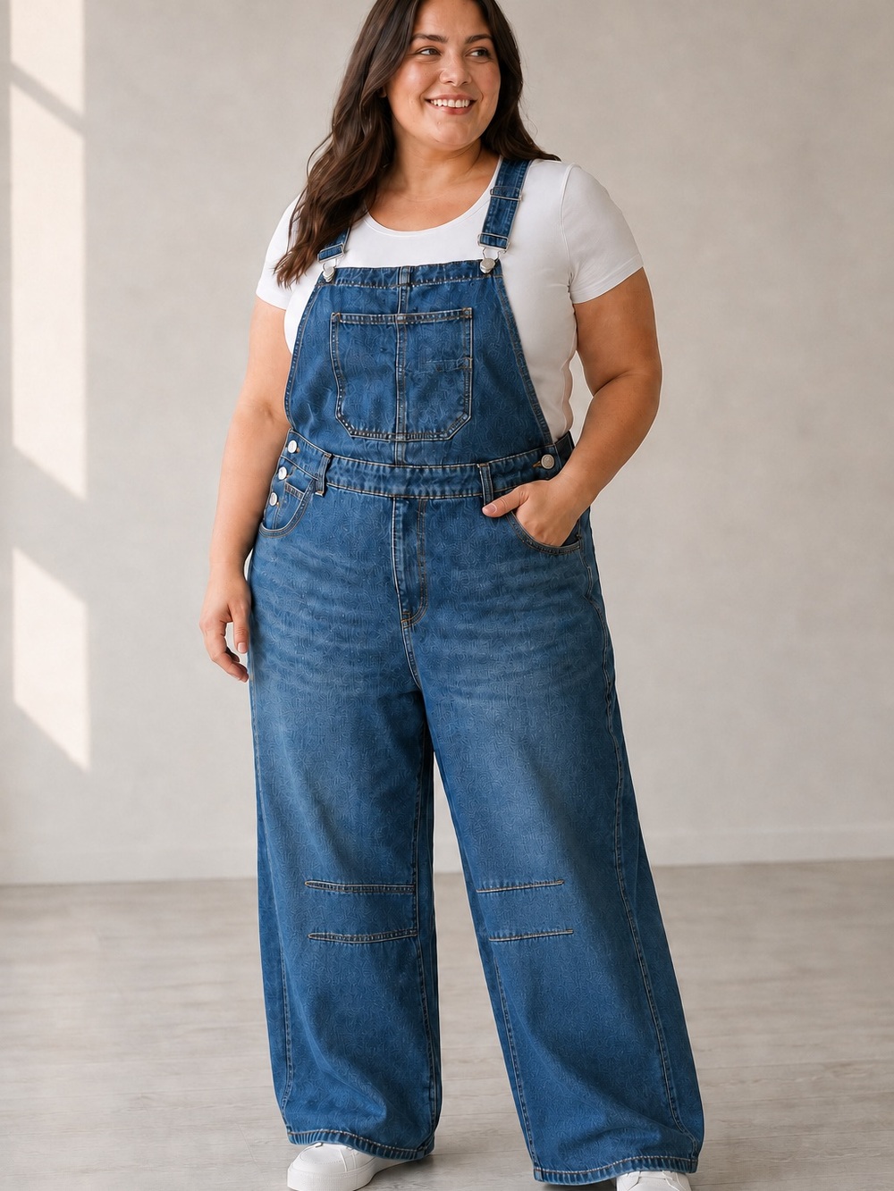 PLNOTME XXL Barrel Leg Denim Bib Overalls